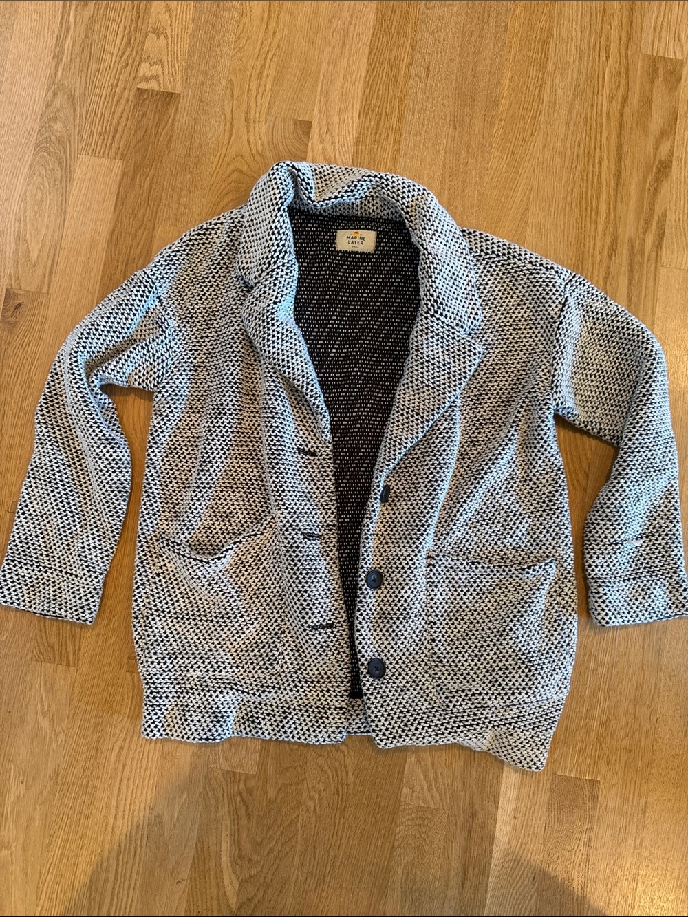 Marine Layer Black and White Knit Cardigan Jacket - Small